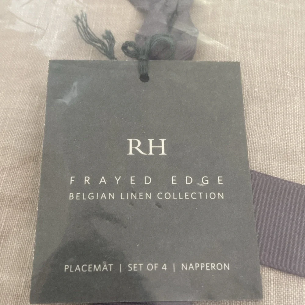 Restoration Hardware Frayed Edge Belgian Linen Placemats (Set of 4)